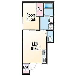 和歌山市井辺アパート 1LDKの間取図画像