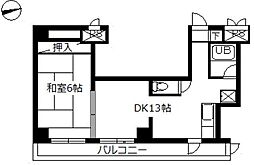 スカイコート八王子3 1DKの間取図画像