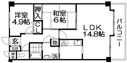 アズ・ステーションホシダ 2LDKの間取図画像