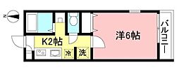 オークラ・アヴィタシオン3 1Kの間取図画像