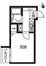 ジャヴァ八広ハイツ 3階1Kの間取り