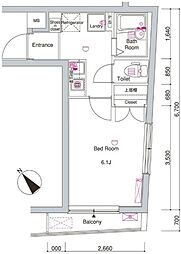 REV REFAYS BB 4階1Kの間取り