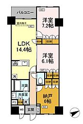 サンジョイアゼロ 3階2SLDKの間取り