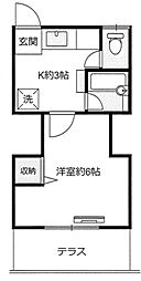 ミツユタカハイツ 1階1Kの間取り