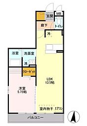 メゾンサカエ 3階1LDKの間取り