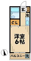 コンフォスタジオ永山 3階1Kの間取り