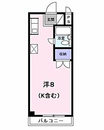 ウインク松木 4階ワンルームの間取り