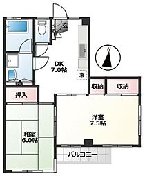 サンハイツ・スギウラ 3階2DKの間取り