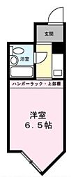 グリーンハウスNo.2 1階ワンルームの間取り
