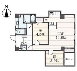 ツイン一の橋一番館 7階2LDKの間取り