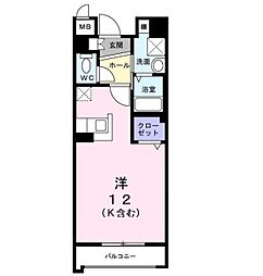 ミドル 2階ワンルームの間取り