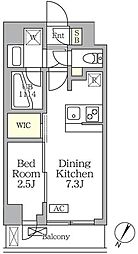 アジールコート三宿テラス 1DKの間取図画像