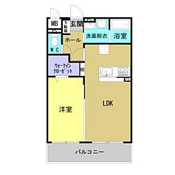 はなみずき3番館 1LDKの間取図画像