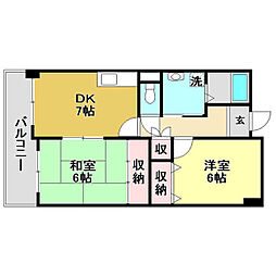 山崎ハイツ 2DKの間取図画像