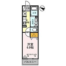 スリール ドゥ 2階1Kの間取り