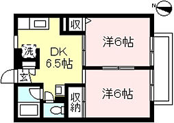 メルシー白鳥 2DKの間取図画像
