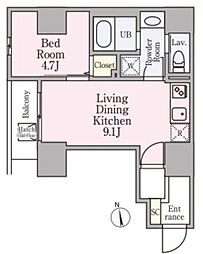 GrandeMaison浅草合羽橋 1LDKの間取図画像