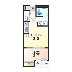 大阪市住吉区清水丘2丁目アパート 1LDKの間取図画像