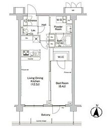 ヒューリックレジデンス新宿戸山 1LDKの間取図画像