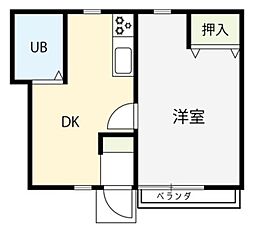ハウス田中 1階1DKの間取り