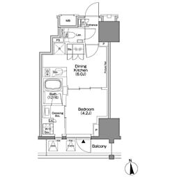 ザ・パークハビオSOHO新宿御苑 1DKの間取図画像