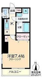 リヴァジュ 1Kの間取図画像
