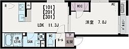 (仮)イクシオ本木東町 1LDKの間取図画像