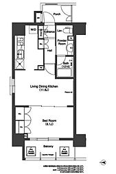 コンフォリア浅草松が谷 12階1LDKの間取り