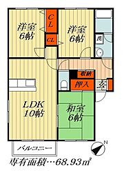 都営新宿線 本八幡駅 徒歩15分の賃貸アパート 2階3LDKの間取り