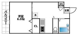 代田ウェスト 1DKの間取図画像