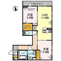 南海線 住吉大社駅 徒歩7分の賃貸アパート 3階2LDKの間取り