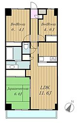 小田急小田原線 相模大野駅 徒歩5分の賃貸マンション 3階3LDKの間取り
