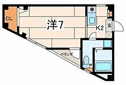 アビタシオン サノ 3階1Kの間取り