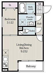 阪急千里線 下新庄駅 徒歩8分の賃貸アパート 1階1LDKの間取り