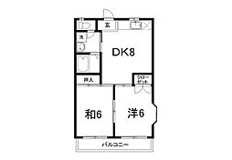 ハイツM1 2DKの間取図画像