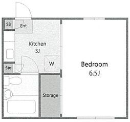 メゾンデザール上原 1階1Kの間取り