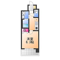 スプランディッド堺東DUE 1Kの間取図画像