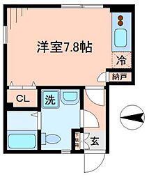 エスペランサ武蔵野 1階ワンルームの間取り