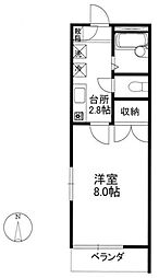 メゾンドゥヒロ 1Kの間取図画像
