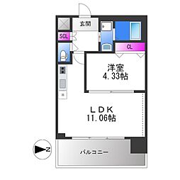 プレジオ荒本新町 1LDKの間取図画像