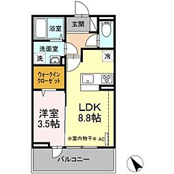 グリーンフォレストT 1LDKの間取図画像