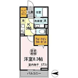 トワ・グレース柏の葉 2階1Kの間取り