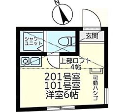 ユナイト川崎ベーリング ワンルームの間取図画像