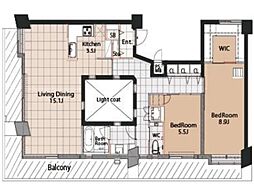センターハイツ梅ヶ丘 7階2LDKの間取り
