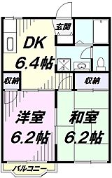 アネックス壱番館 1階2DKの間取り