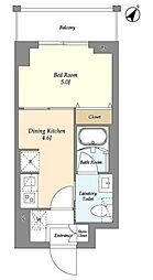 リテラス三ノ輪ウエスト 1DKの間取図画像