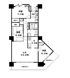 シティタワー品川 39階3LDKの間取り