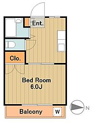 多摩都市モノレール 大塚・帝京大学駅 徒歩2分の賃貸アパート 2階1Kの間取り