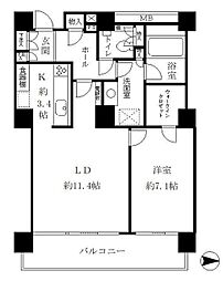 リバーポイントタワー 15階1LDKの間取り