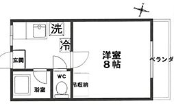 小谷野ハイツB 1Kの間取図画像